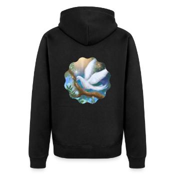 Dove of Peace - Unisex Premium Organic Zip Hoodie - black - Back - Nico (187cm)