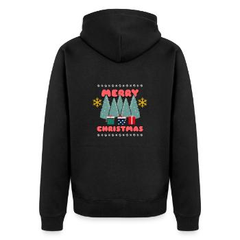 Frohe Weihnachten: Ich wünsche Ihnen eine Zeit der Freude - Unisex Premium Bio Zip Hoodie - Schwarz - Hinten - Nico (187cm)