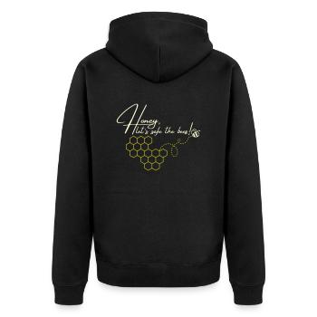 Honey, Save the Bees - Retten Sie die Bienen - Unisex Premium Bio Zip Hoodie - Schwarz - Hinten - Nico (187cm)