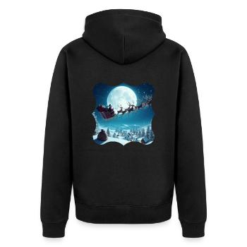 Santa Claus Sleigh Reindeer Gifts Christmas Eve Christmas Tree - Unisex Premium Organic Zip Hoodie - black - Back - Nico (187cm)