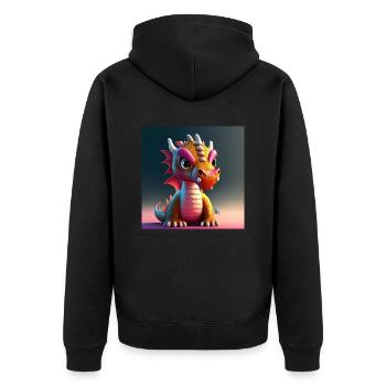 cute little baby dragon funny - Unisex Premium Organic Zip Hoodie - black - Back - Nico (187cm)