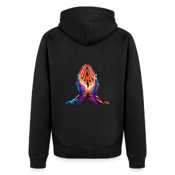 Pray to Heaven - Unisex Premium Bio Zip Hoodie - Schwarz - Hinten - Nico (187cm)