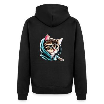 Chat domestique Chat Chat Propriétaire Chaton Chaton - Veste à capuche bio Premium Unisexe - noir - Dos - Nico (187cm)