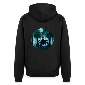 Piano im Wald - Unisex Premium Bio Zip Hoodie - Schwarz - Hinten - Nico (187cm)