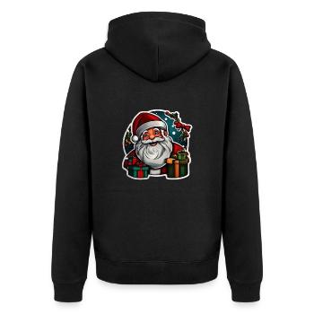 Tête de Père Noël encadrée par des cadeaux - Veste à capuche bio Premium Unisexe - noir - Dos - Nico (187cm)