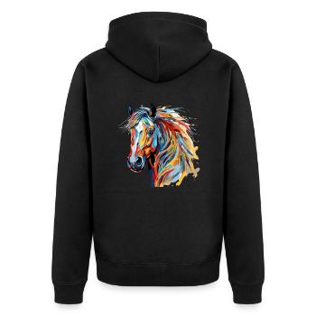 Pferd Dorfkinder & Reiter Reitsport Fans Geschenk - Unisex Premium Bio Zip Hoodie - Schwarz - Hinten - Nico (187cm)