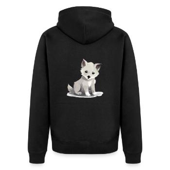 Aki the Baby Wolf - Unisex Premium Organic Zip Hoodie - black - Back - Nico (187cm)