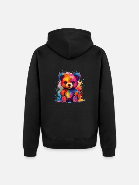 der bunte Teddy - Unisex Premium Bio Zip Hoodie - Schwarz
