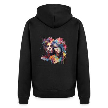 Kunstpärchen - Unisex Premium Bio Zip Hoodie - Schwarz - Hinten - Nico (187cm)