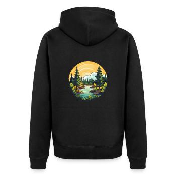 Natur im Nadelwald - Unisex Premium Bio Zip Hoodie - Schwarz - Hinten - Nico (187cm)