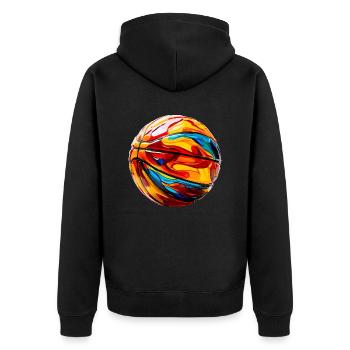 colorful basketball - Unisex Premium Organic Zip Hoodie - black - Back - Nico (187cm)