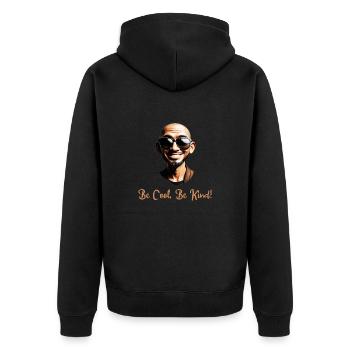 'Be Cool, Be Kind' Happy Guy with Shades T-Shirt - Unisex Premium Organic Zip Hoodie - black - Back - Nico (187cm)