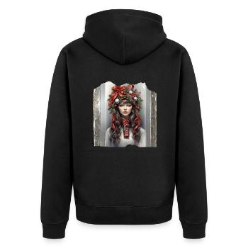 Weihnachtsmann Heiligabend Mitternachtsmesse Weihnachtsbaum Geschenke - Unisex Premium Bio Zip Hoodie - Schwarz - Hinten - Nico (187cm)