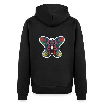 Schmetterling - Unisex Premium Bio Zip Hoodie - Schwarz - Hinten - Nico (187cm)
