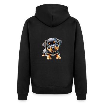 Rottweiler Chien Chiot Chien Rottweiler Chiot Chiens - Veste à capuche bio Premium Unisexe - noir - Dos - Nico (187cm)