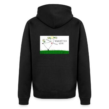 Wundertier sein. - Unisex Premium Bio Zip Hoodie - Schwarz - Hinten - Nico (187cm)