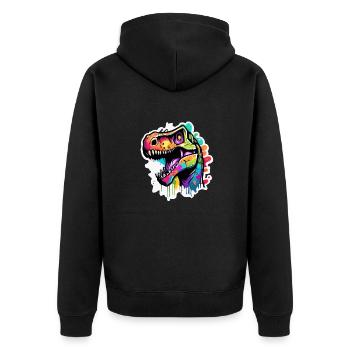 Dinosaurier / Tier / Urzeit / Reptil / Jungs - Unisex Premium Bio Zip Hoodie - Schwarz - Hinten - Nico (187cm)