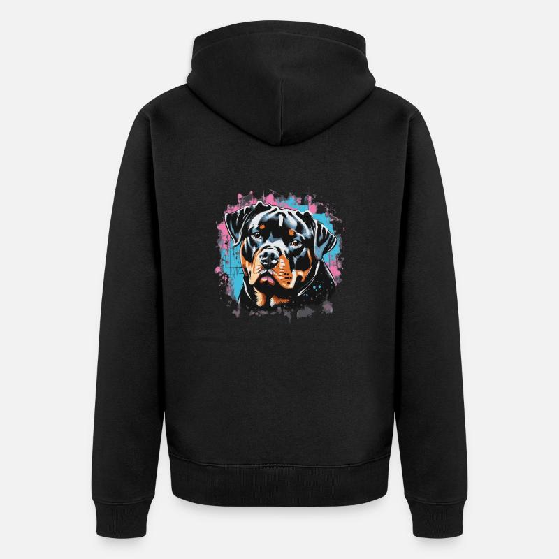 Rottweiler Graffiti Look - Veste à capuche bio Premium Unisexe - noir