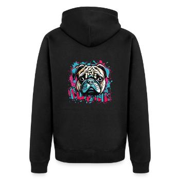 Dog Pug Graffiti Look - Unisex Premium Organic Zip Hoodie - black - Back - Nico (187cm)