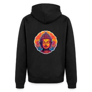 ZenBuddha - Unisex Premium Bio Zip Hoodie - Schwarz - Hinten - Nico (187cm)