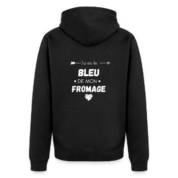Tu es le bleu de mon fromage - Veste à capuche bio Premium Unisexe - noir - Dos - Nico (187cm)