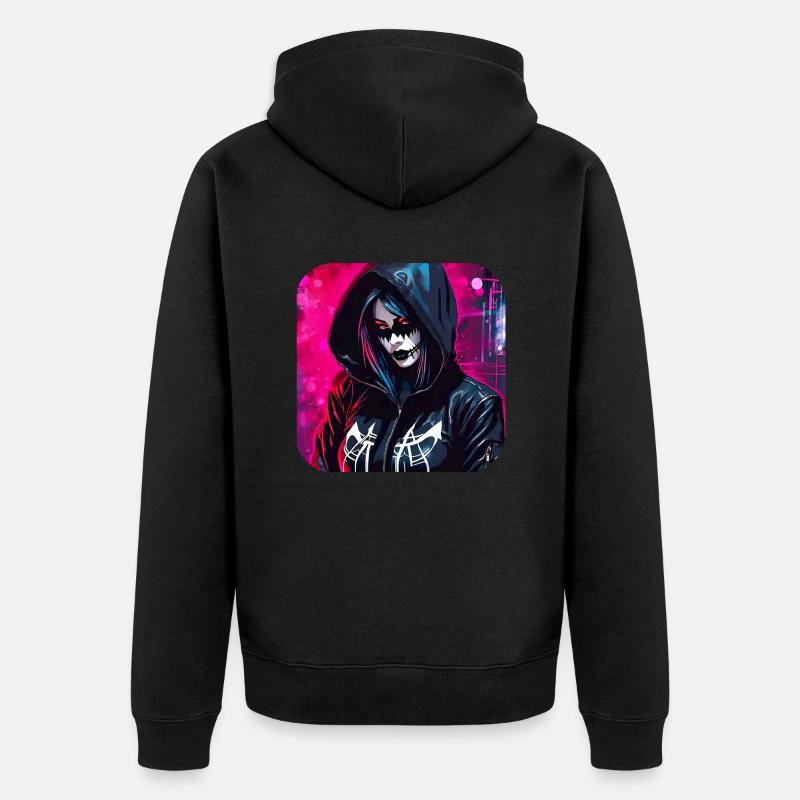 Fille Cyberpunk Cool - Veste à capuche bio Premium Unisexe - noir