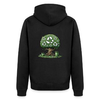 Grüner Baum der Nachhaltigkeit ♻️🌳 - Unisex Premium Bio Zip Hoodie - Schwarz - Hinten - Nico (187cm)