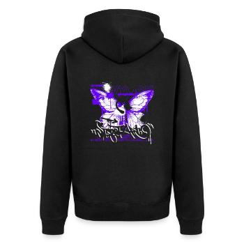 Bunte Schmetterlingsblumen Bunte Insektentraum - Unisex Premium Bio Zip Hoodie - Schwarz - Hinten - Nico (187cm)