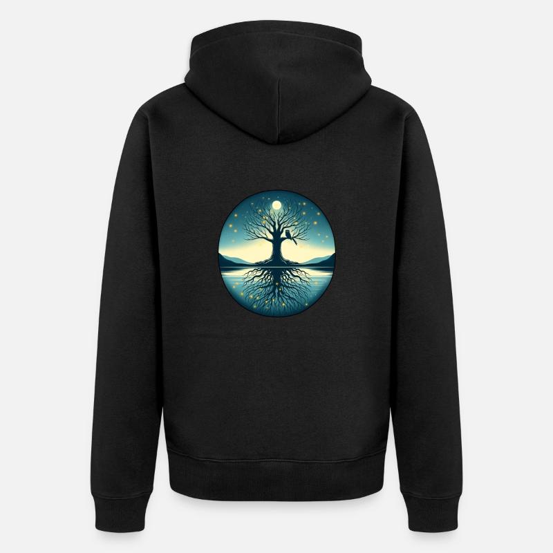 Arbre au clair de lune - Veste à capuche bio Premium Unisexe - noir