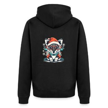 Weihnachtlicher Fuchs - Unisex Premium Bio Zip Hoodie - Schwarz - Hinten - Nico (187cm)