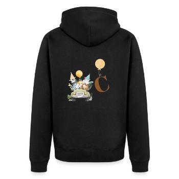 Letter C Safari - Unisex Premium Organic Zip Hoodie - black - Back - Nico (187cm)