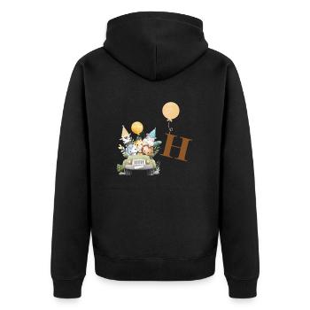 Letter H Safari - Unisex Premium Organic Zip Hoodie - black - Back - Nico (187cm)
