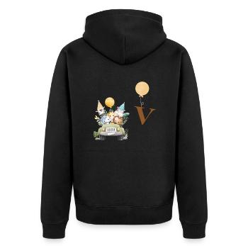 lettre v safari - Veste à capuche bio Premium Unisexe - noir - Dos - Nico (187cm)