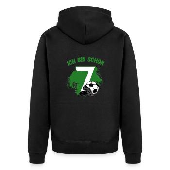 7. Geburtstag Fussball Jungen 7 Jahre Fussballer - Unisex Premium Bio Zip Hoodie - Schwarz - Hinten - Nico (187cm)