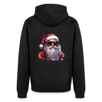 Santa Claus with sunglasses. Cool Santa - Unisex Premium Organic Zip Hoodie - black - Back - Nico (187cm)