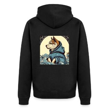 Japanese dog Japan - Unisex Premium Organic Zip Hoodie - black - Back - Nico (187cm)
