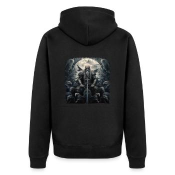 Odin, Viking, Dieu, Corbeau d’Odin, Hugin et Munin - Veste à capuche bio Premium Unisexe - noir - Dos - Nico (187cm)