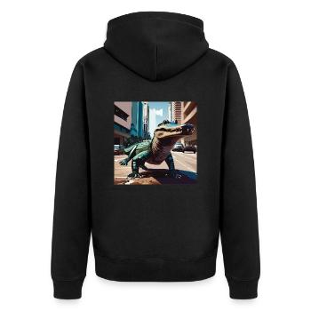 Crocodile on the streets of Miami Part. 2 - Unisex Premium Organic Zip Hoodie - black - Back - Nico (187cm)