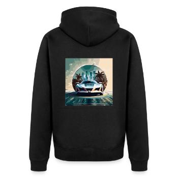Miami Portal Escape (Miami Collection) - Unisex Premium Organic Zip Hoodie - black - Back - Nico (187cm)