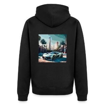 Race car in Miami (Miami Collection) - Unisex Premium Bio Zip Hoodie - Schwarz - Hinten - Nico (187cm)