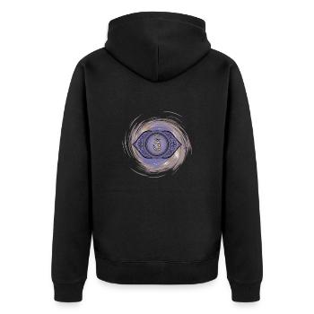 Ajna sechstes Chakra - Unisex Premium Bio Zip Hoodie - Schwarz - Hinten - Nico (187cm)