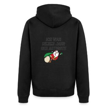 Ich war dieses Jahr der Artigste - Unisex Premium Bio Zip Hoodie - Schwarz - Hinten - Nico (187cm)