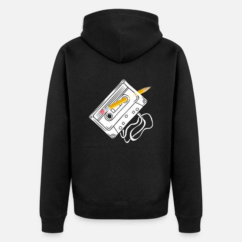 Rembobiner cassette avec crayon - Veste à capuche bio Premium Unisexe - noir