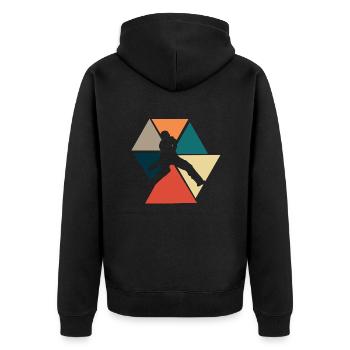 Vintage Retro Cricket - Grille Geschenkidee - Unisex Premium Bio Zip Hoodie - Schwarz - Hinten - Nico (187cm)