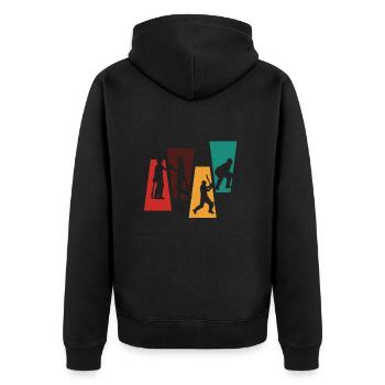 Vintage Retro Cricket - Grille Geschenkidee - Unisex Premium Bio Zip Hoodie - Schwarz - Hinten - Nico (187cm)
