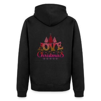 Katze Weihnachten Weihnachten Weihnachtsmann Nikolaus frech - Unisex Premium Bio Zip Hoodie - Schwarz - Hinten - Nico (187cm)