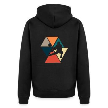 Vintage Retro Volleyball Geschenkidee Volleyball - Unisex Premium Bio Zip Hoodie - Schwarz - Hinten - Nico (187cm)