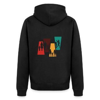 Famille rétro vintage-idée cadeau famille - Veste à capuche bio Premium Unisexe - noir - Dos - Nico (187cm)