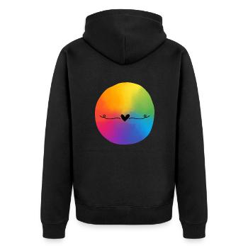 Mit vollem Herzen - Unisex Premium Bio Zip Hoodie - Schwarz - Hinten - Nico (187cm)
