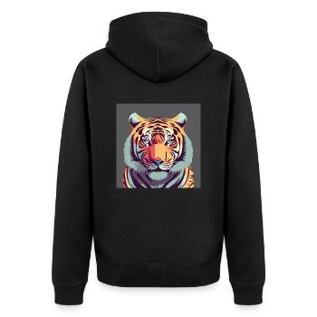Tiger / Dschungel / Raubkatze - Unisex Premium Bio Zip Hoodie - Schwarz - Hinten - Nico (187cm)
